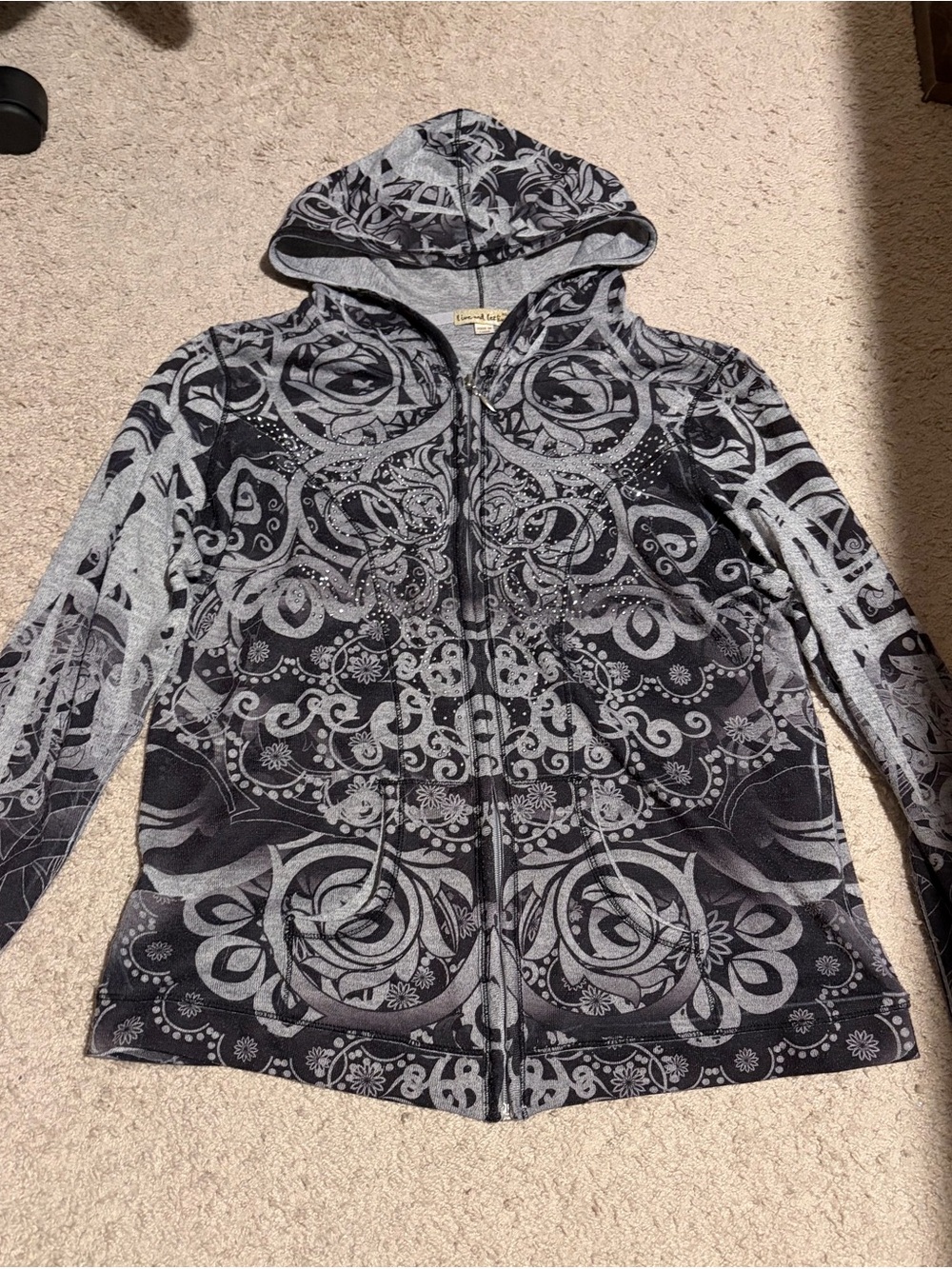 Grey and black zip-up hoodie
